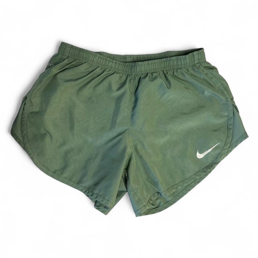 sage green Nike dri-fit running shorts